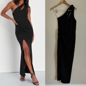 NWOT Phenomenal Allure Black One-Shoulder Knotted Maxi Dress